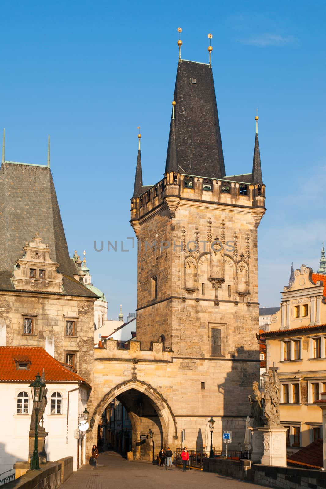 Lesser Town Bridge Tower with entrance gate to Charles Bridge, Prague, Czech Republic.
