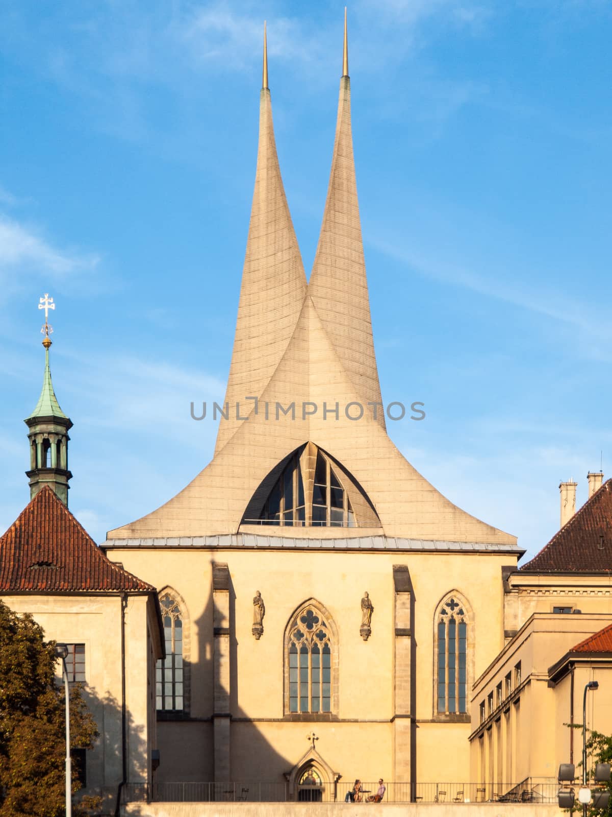 Emmaus Monastery Na Slovanech, aka Emauzy, with two modern spiky towers, Prague, Czech Republic by pyty