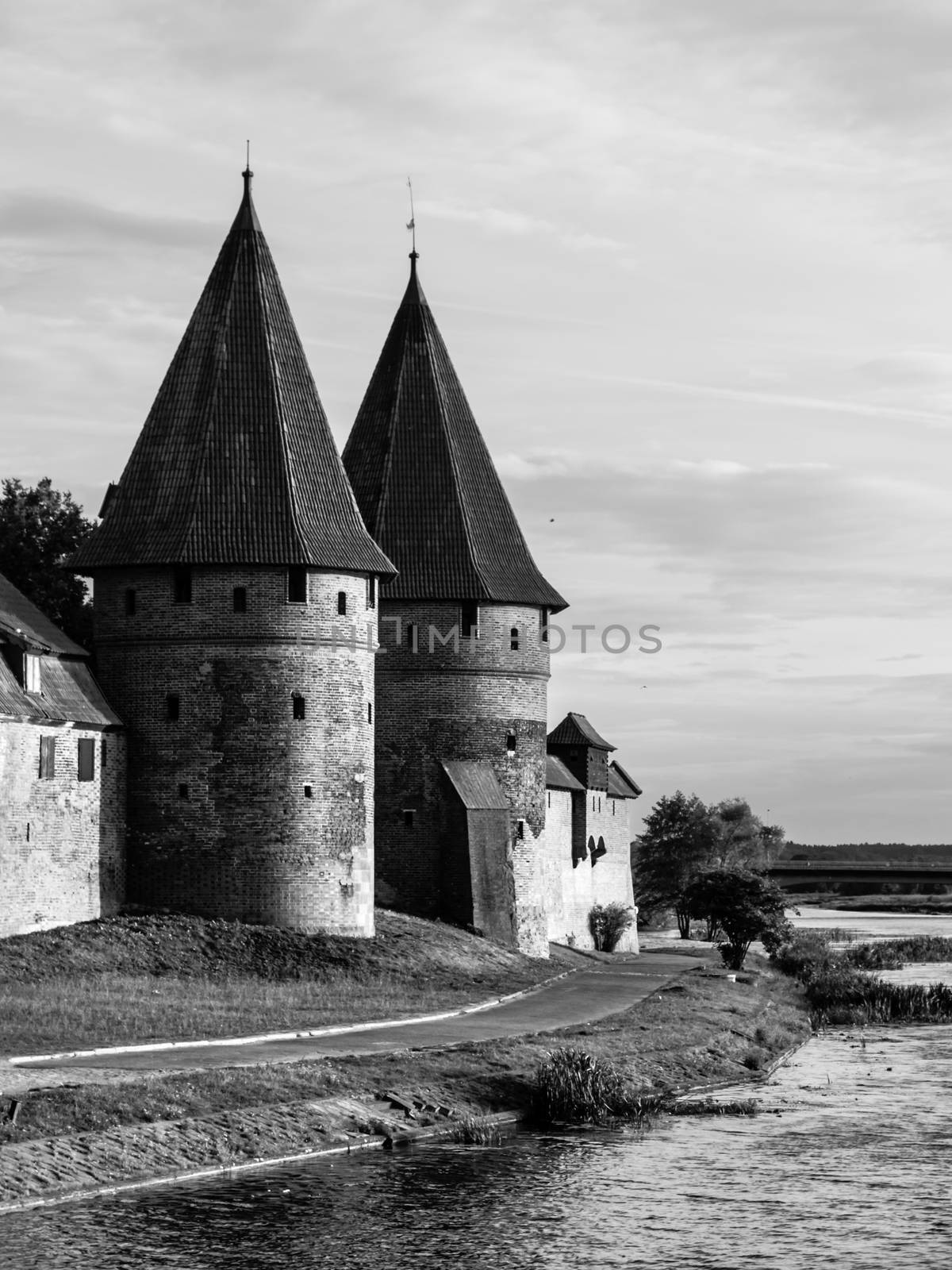 Two fortification towers at Nogat River in Malbork, Pomerania, Poland by pyty