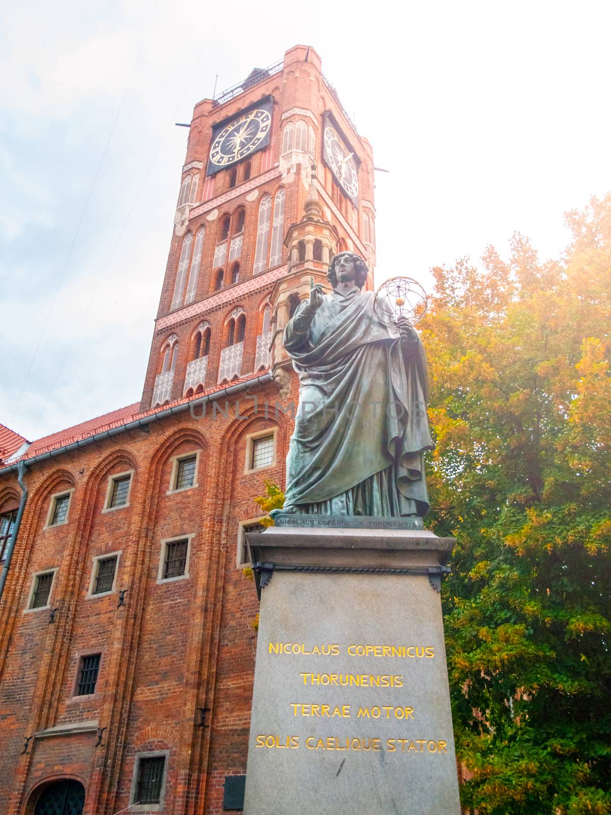 TORUN, POLAND - AUGUST 27, 2014: Statue of Nicolaus Copernicus, Renaissance mathematician and astronomer, in Torun Poland