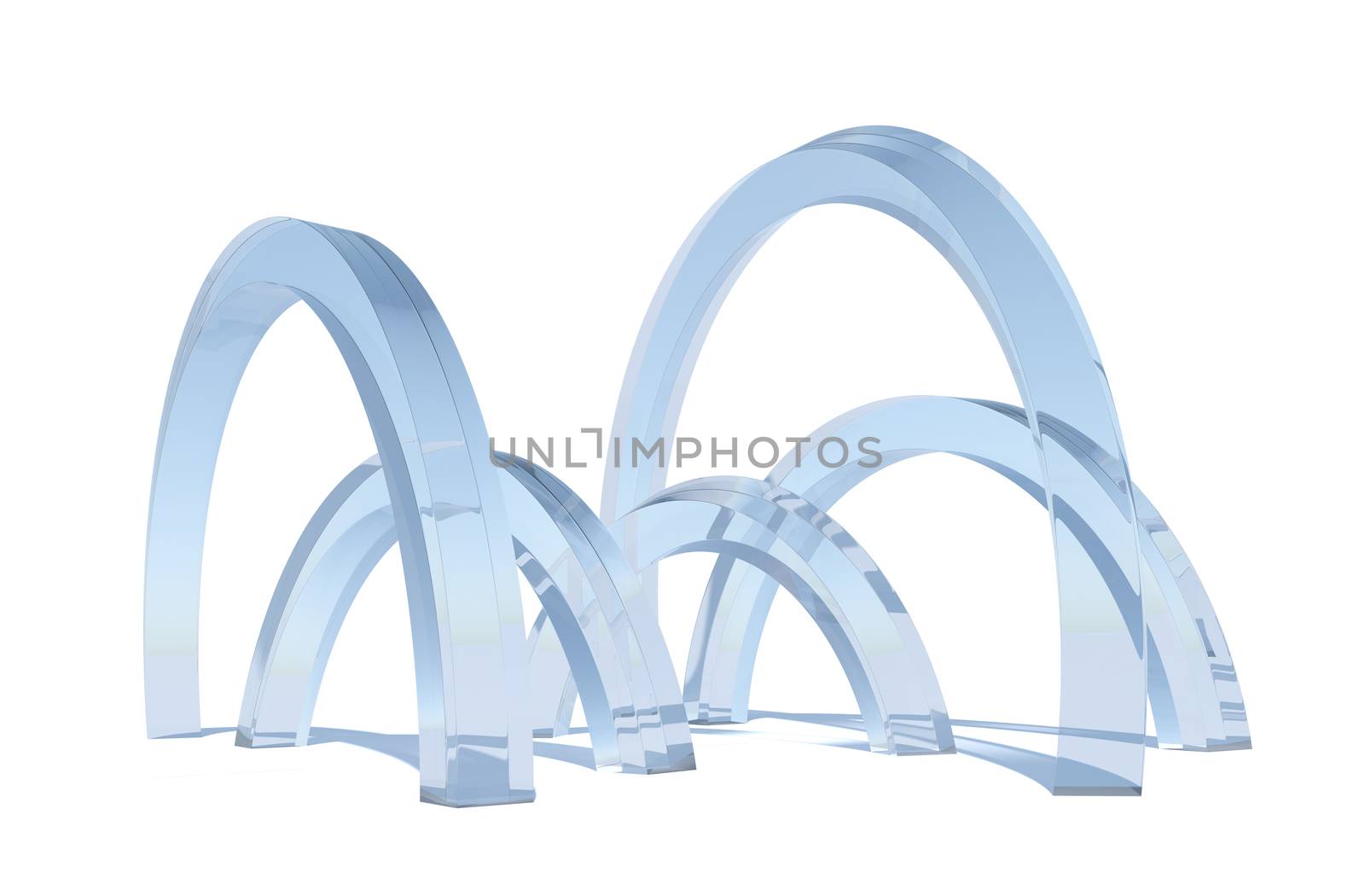 Abstract glass architecture. 3d Rendering on the white background