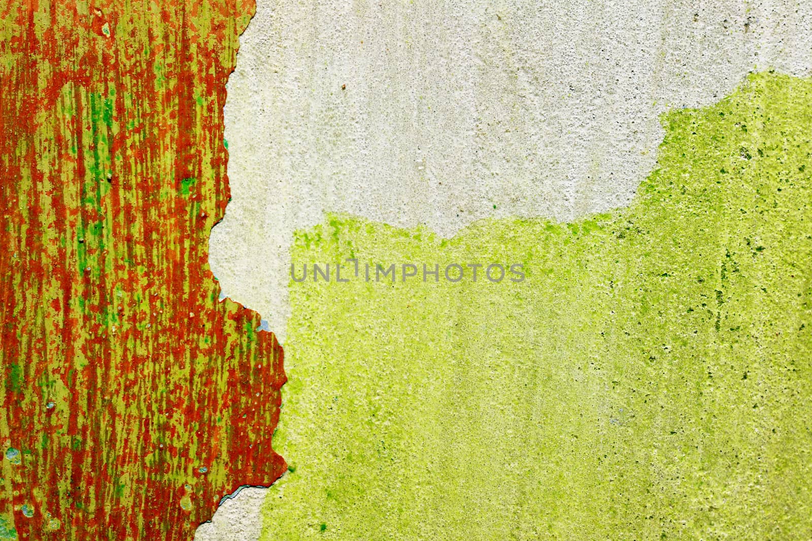 Red gray and green old wall background. Rough housework wallpaper design backdrop. Color room interior decoration texture template