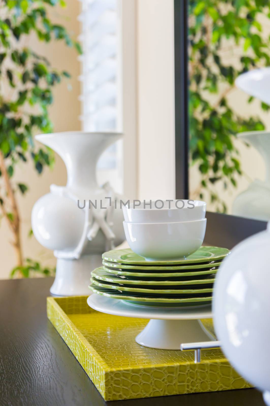 Apple Green Accents Decorative Dining Abstract in Home by Feverpitched