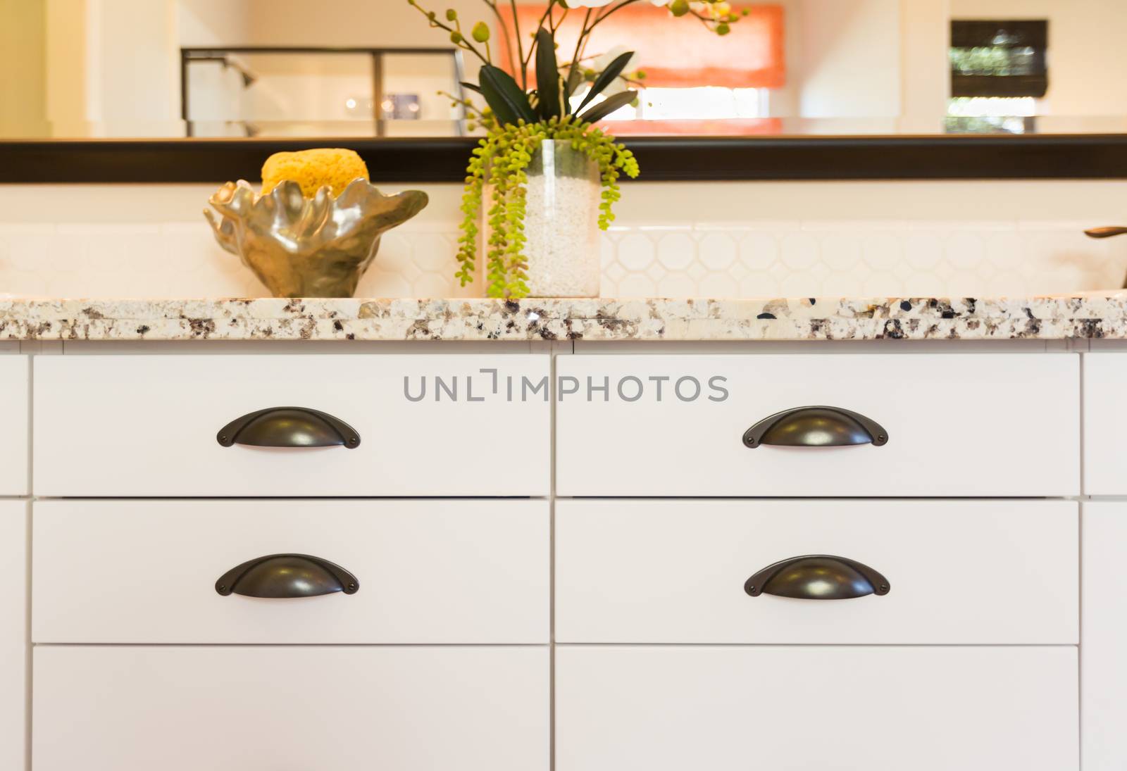 Classic Bathroom Granite Counter Top and Drawers Abstract by Feverpitched