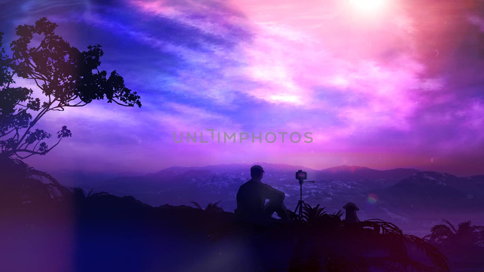 The Photographer Shoots A Fantastic Dawn In The Mountains by ConceptCafe