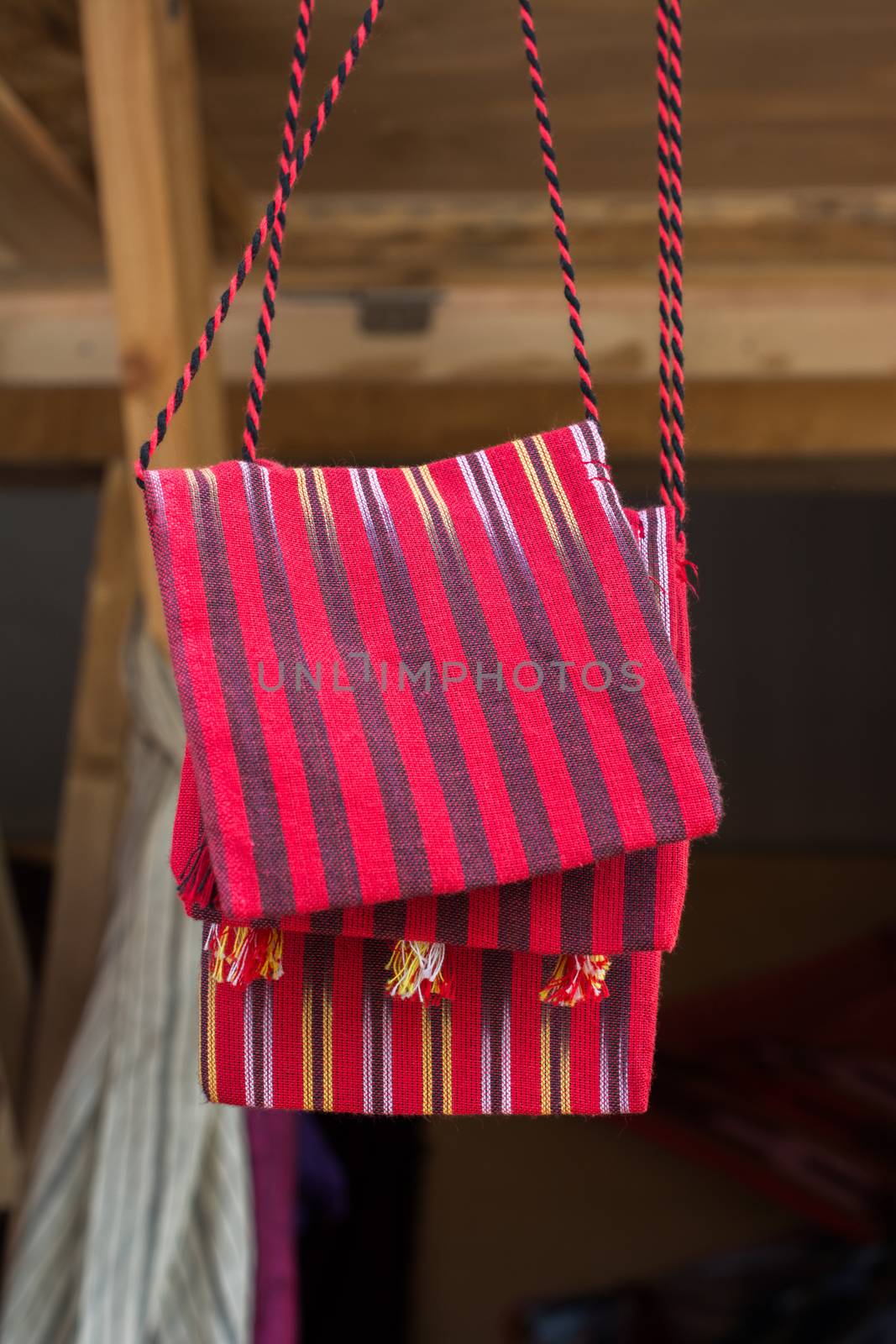 Traditional style handmade woven bags made of fabric