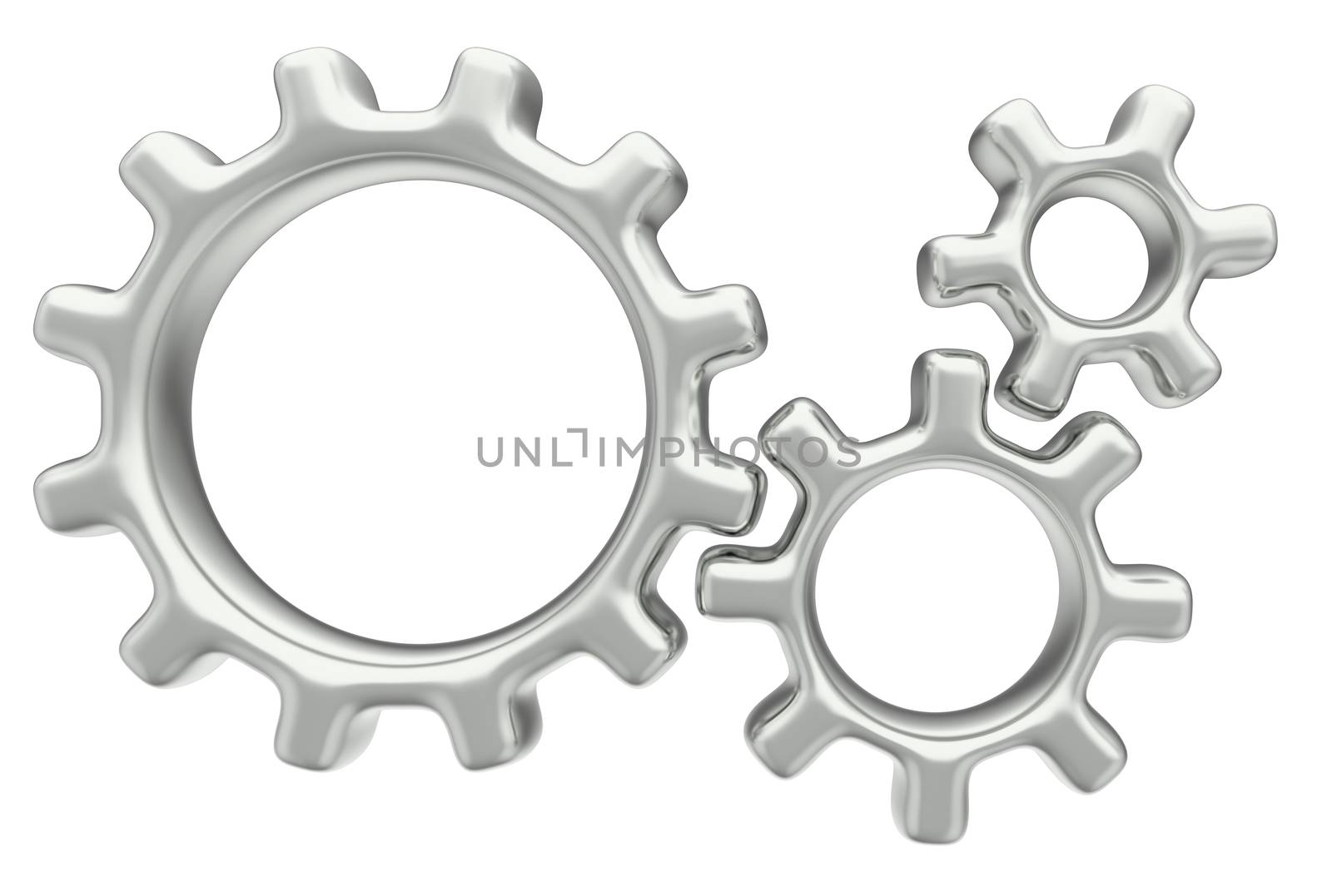 Three 3d gears made of metal and glass by cherezoff