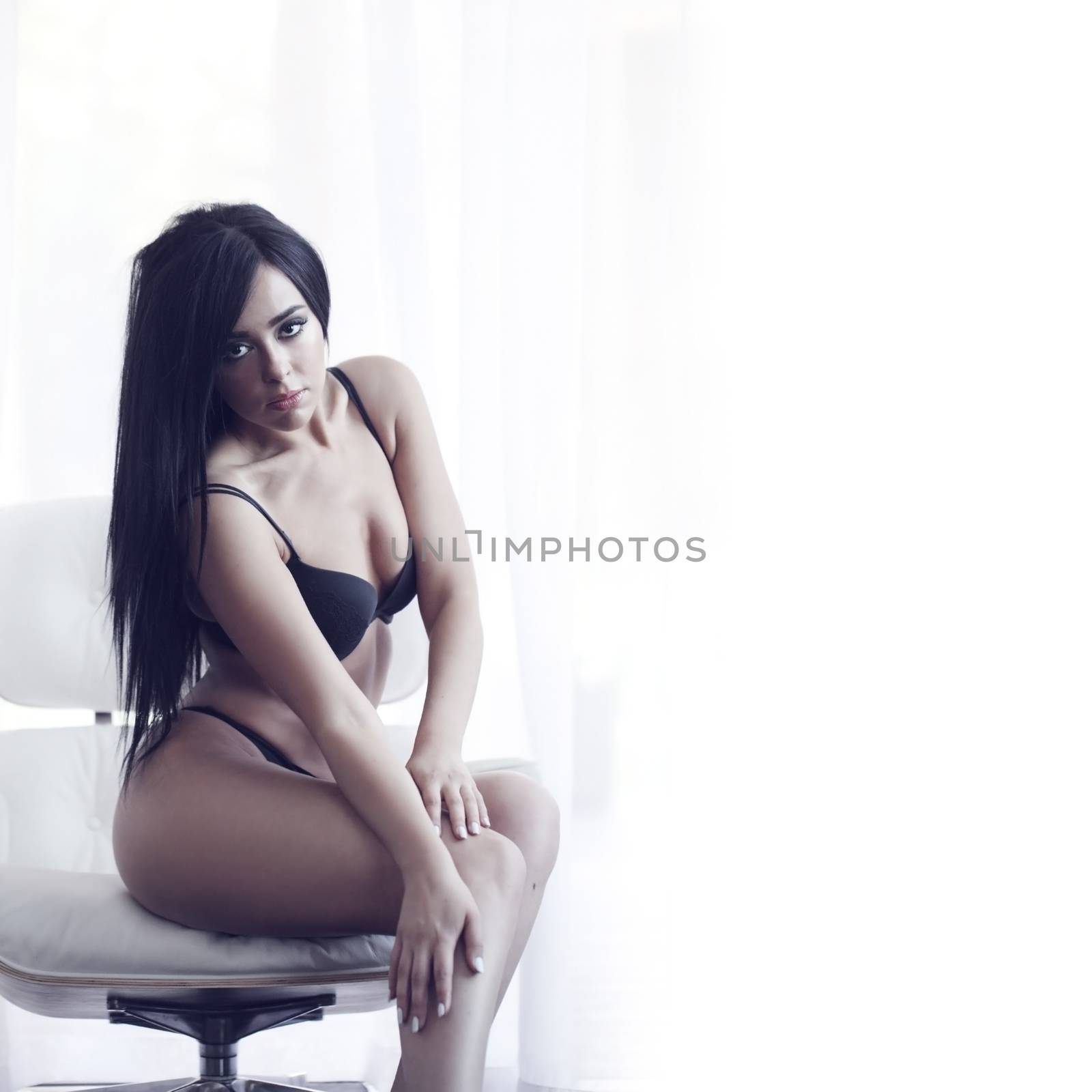 Brunette woman in sexy lingerie by ALotOfPeople