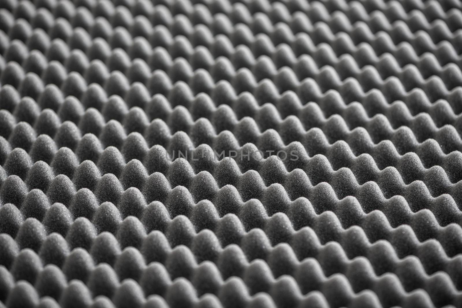 Close up of Sound Absorbing Sponge in Recording Studio. Dampening Acoustical Foam in Music Studio. Acoustic Foam Detail.