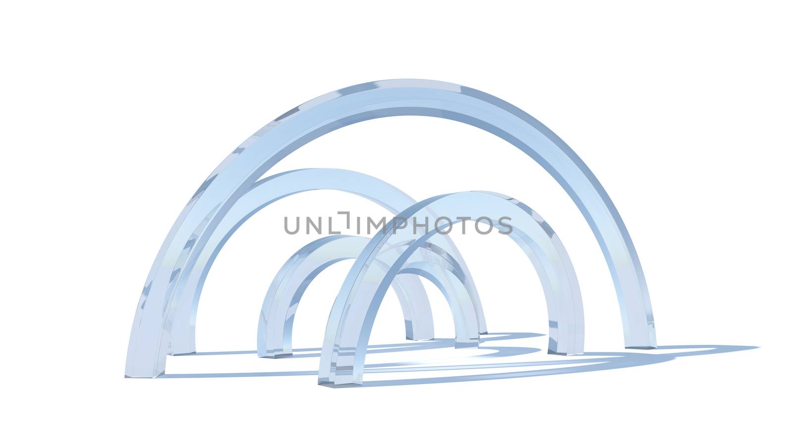 Abstract glass architecture. 3d Rendering on the white background