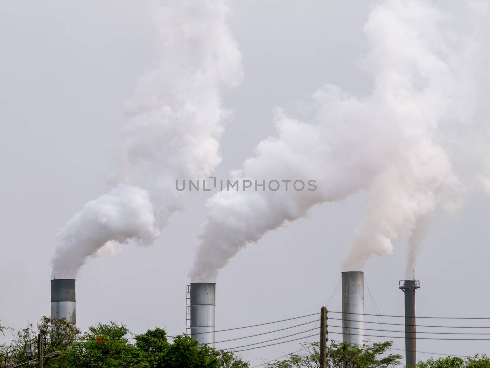 Factory chimney pipe with smoke by antpkr