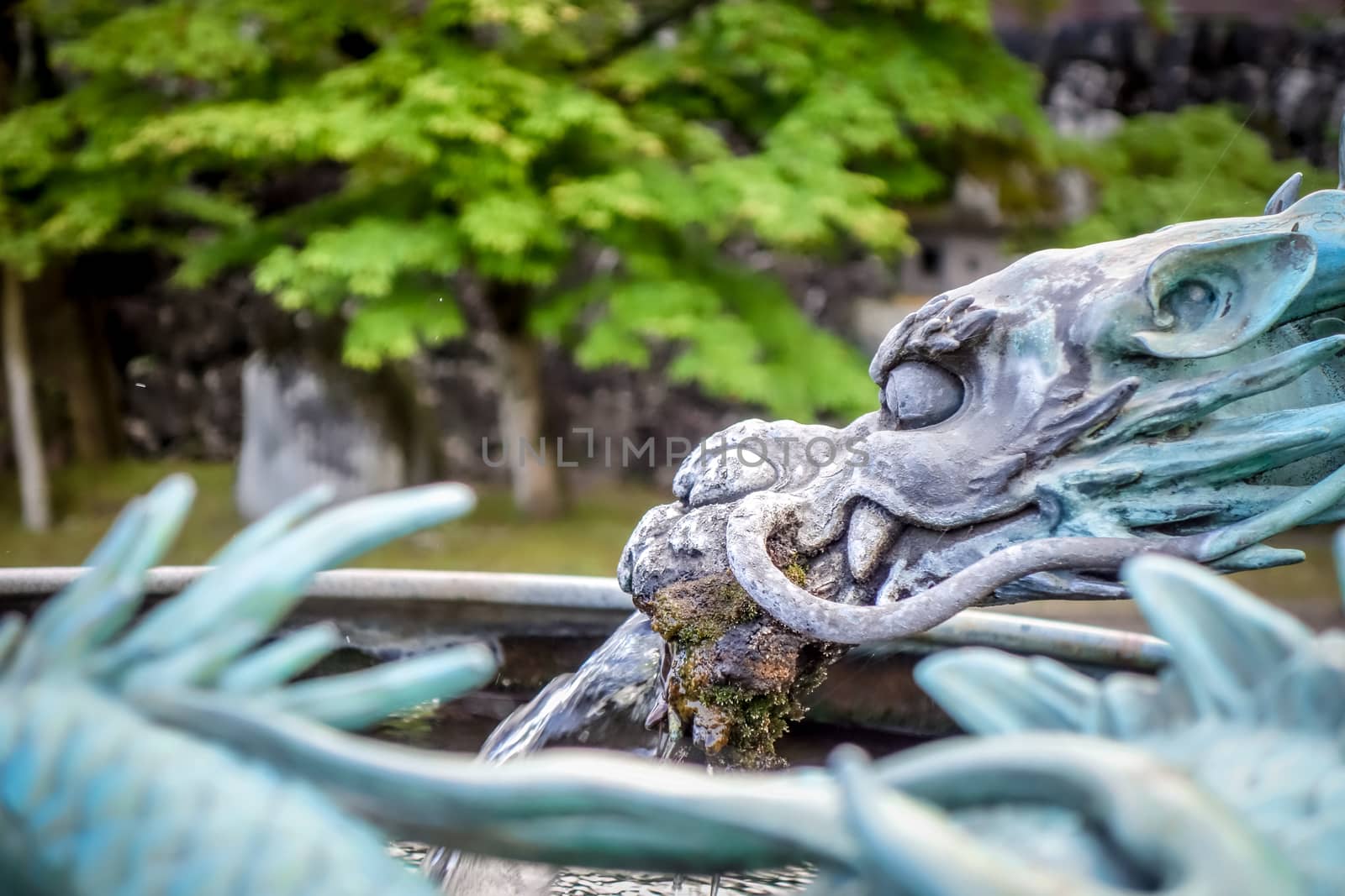 Traditional japanese dragon fountain in Nikko, Japan