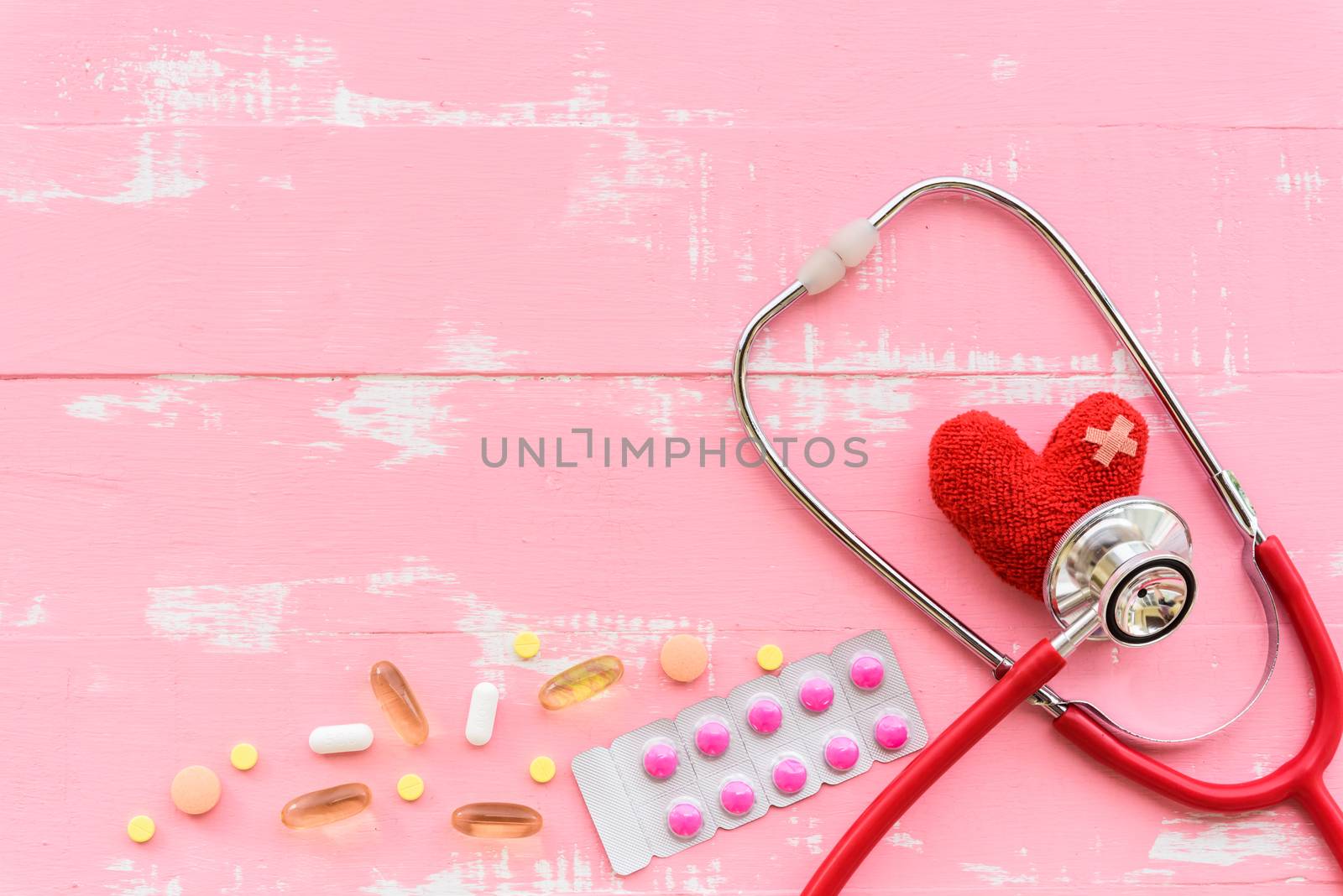 World health day, Healthcare and medical concept. Red heart with by spukkato