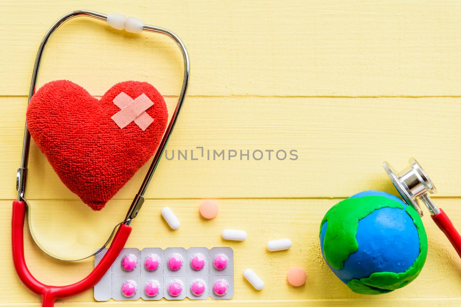 World health day, Healthcare and medical concept. Red heart with by spukkato