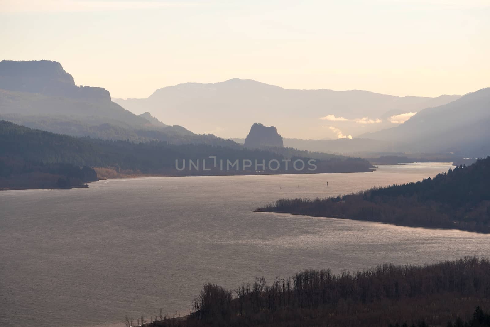 Beacon Rock along Columbia River Gorge by Davidgn