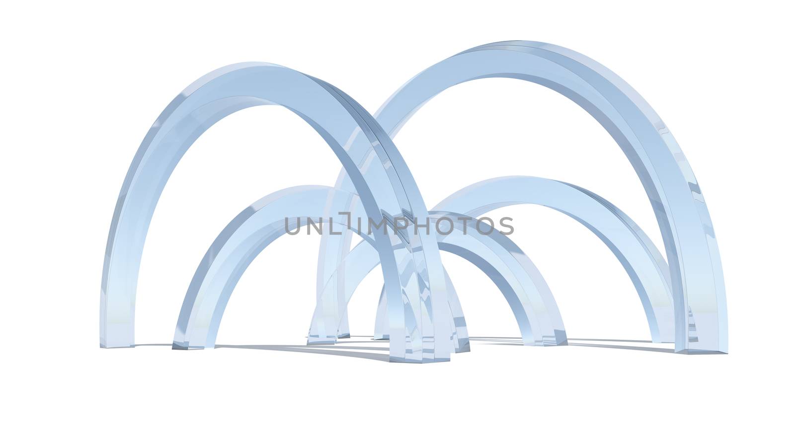 Abstract glass architecture. 3d Rendering on the white background