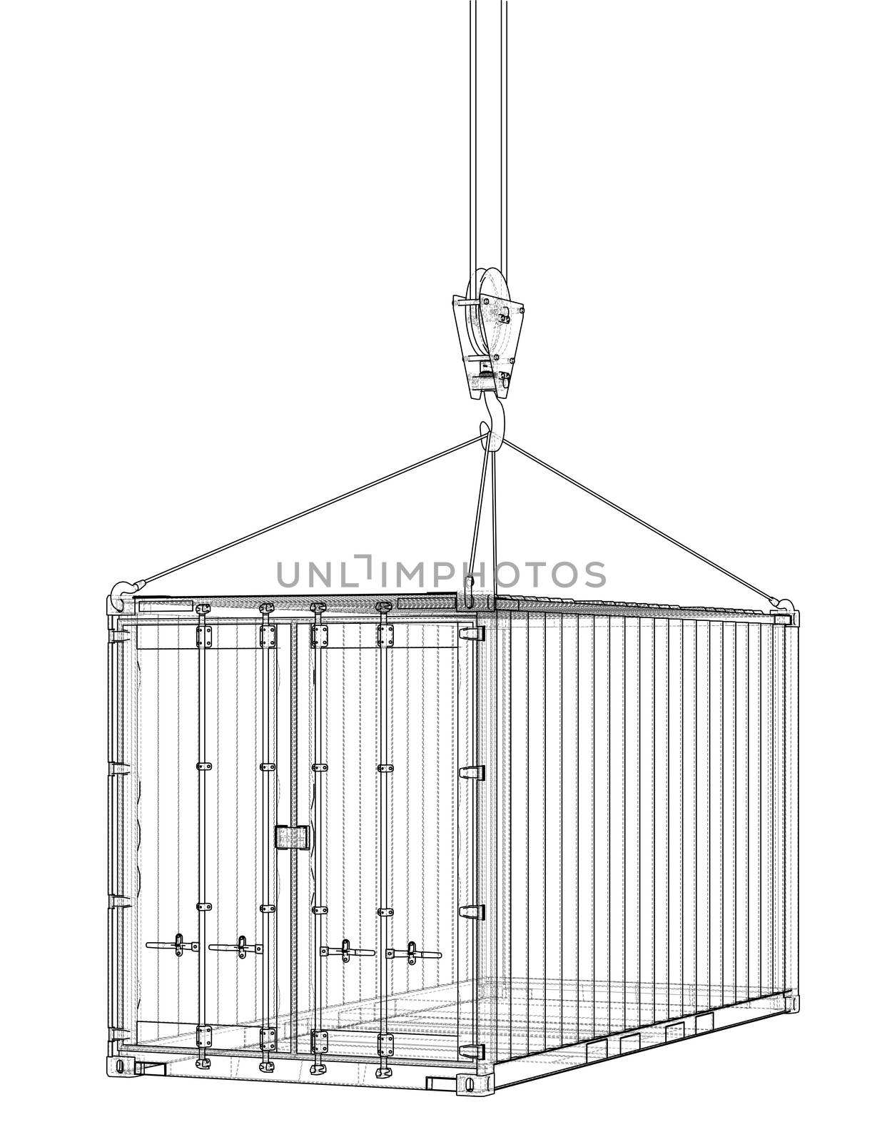 Cargo container. Wire-frame style by cherezoff