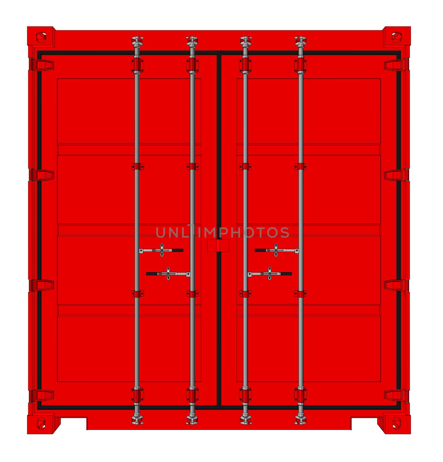 Cargo container isolated on white background. 3d illustration