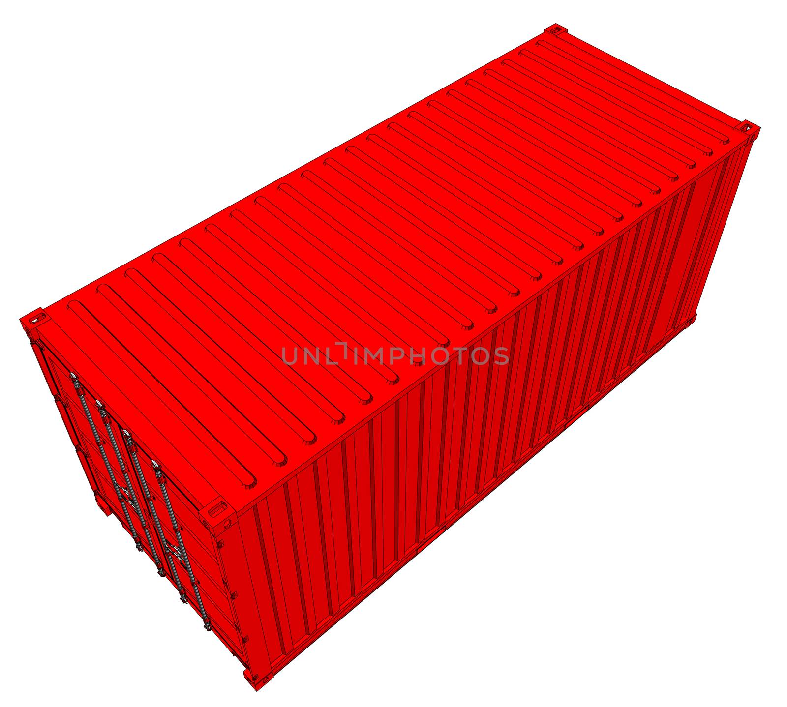 Cargo container isolated on white background. 3d illustration