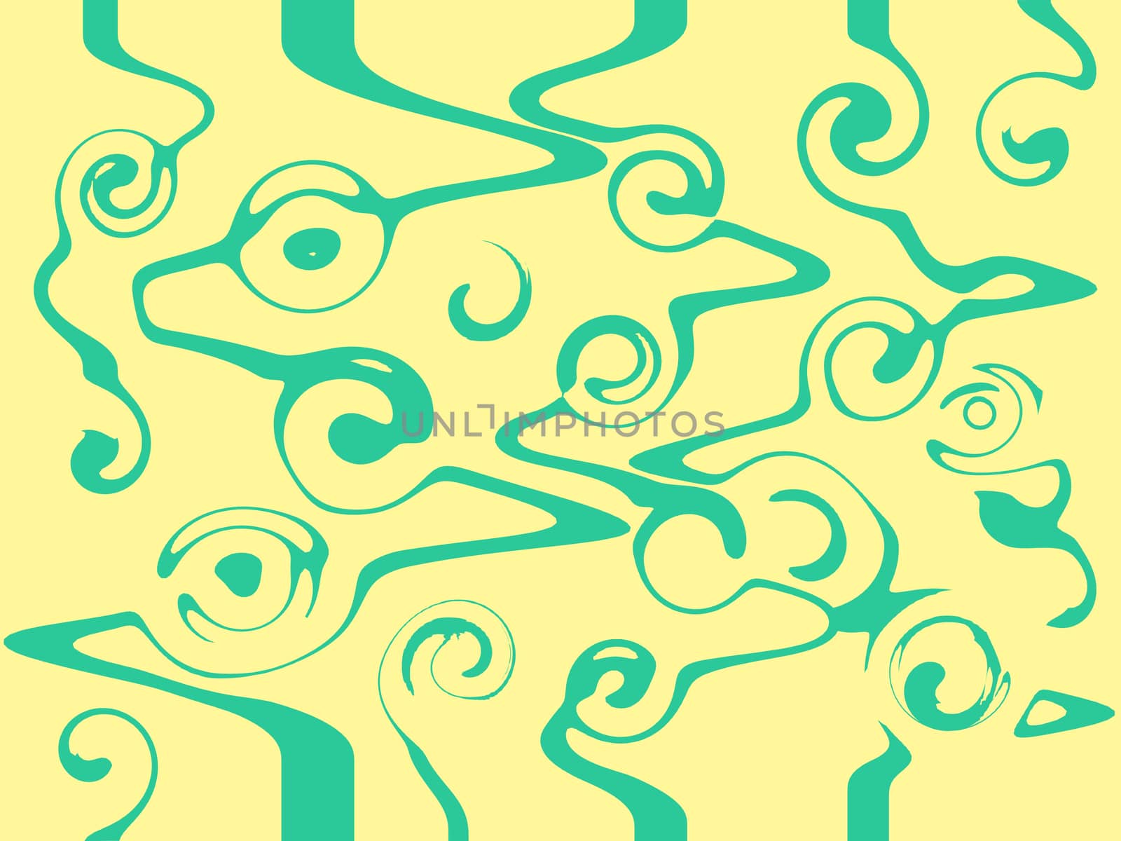 yellow and green background with abstract shapes