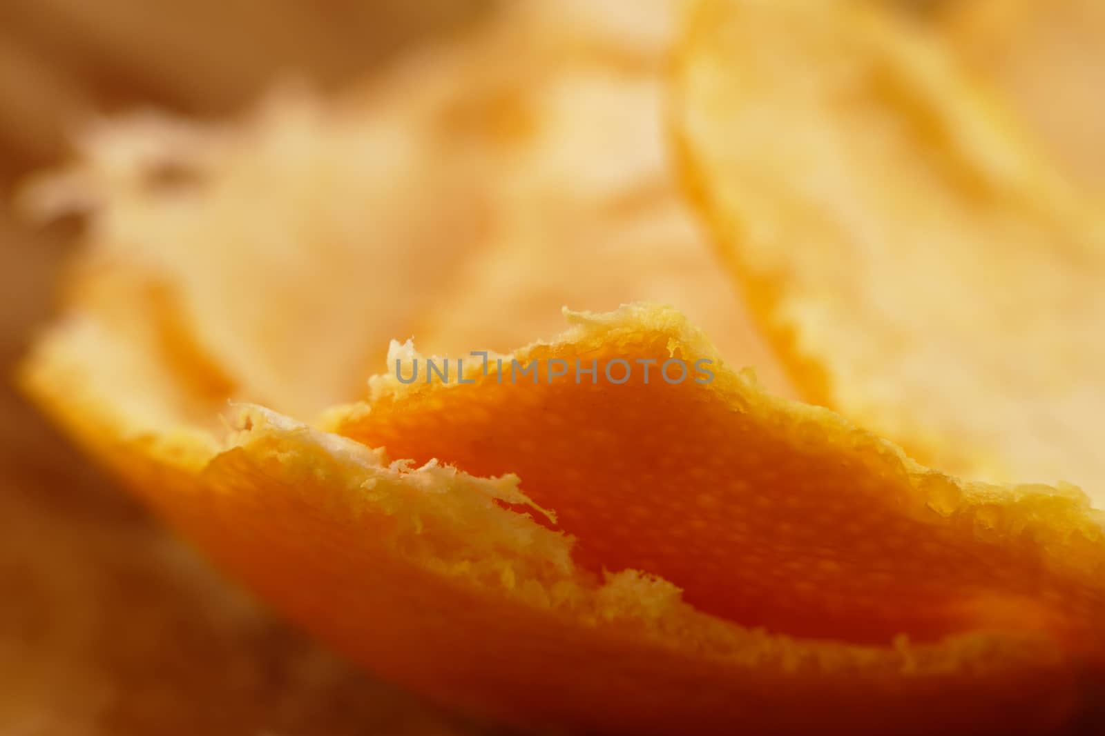Macro of a fresh orange mandarin peels