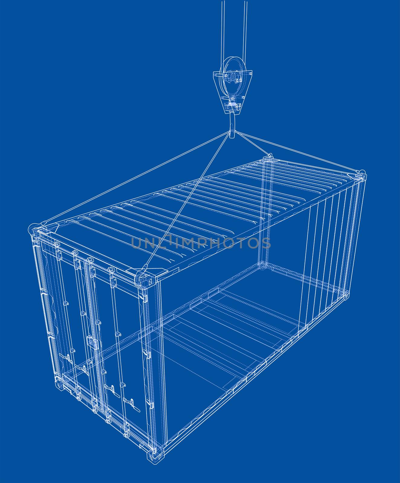 Cargo container. Wire-frame style by cherezoff