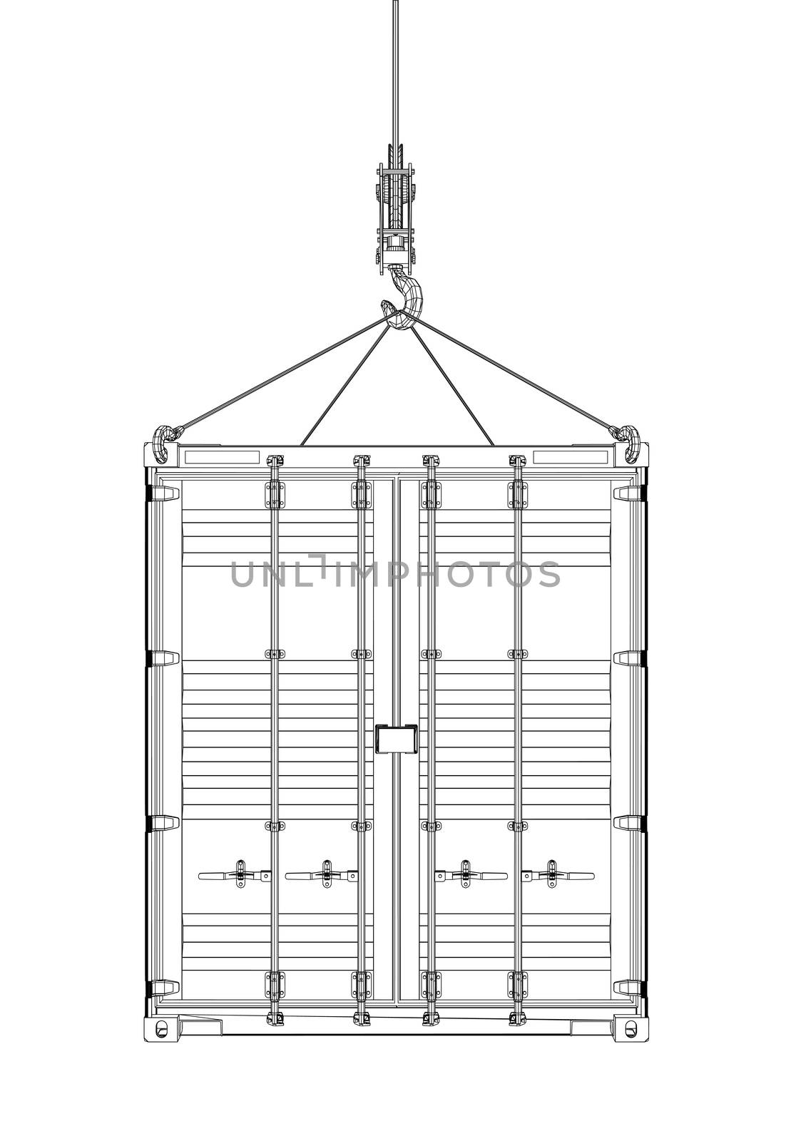 Cargo container. Wire-frame style by cherezoff