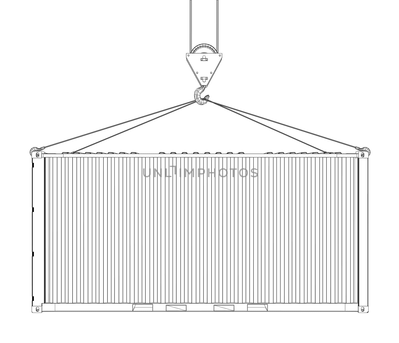 Cargo container. Wire-frame style by cherezoff