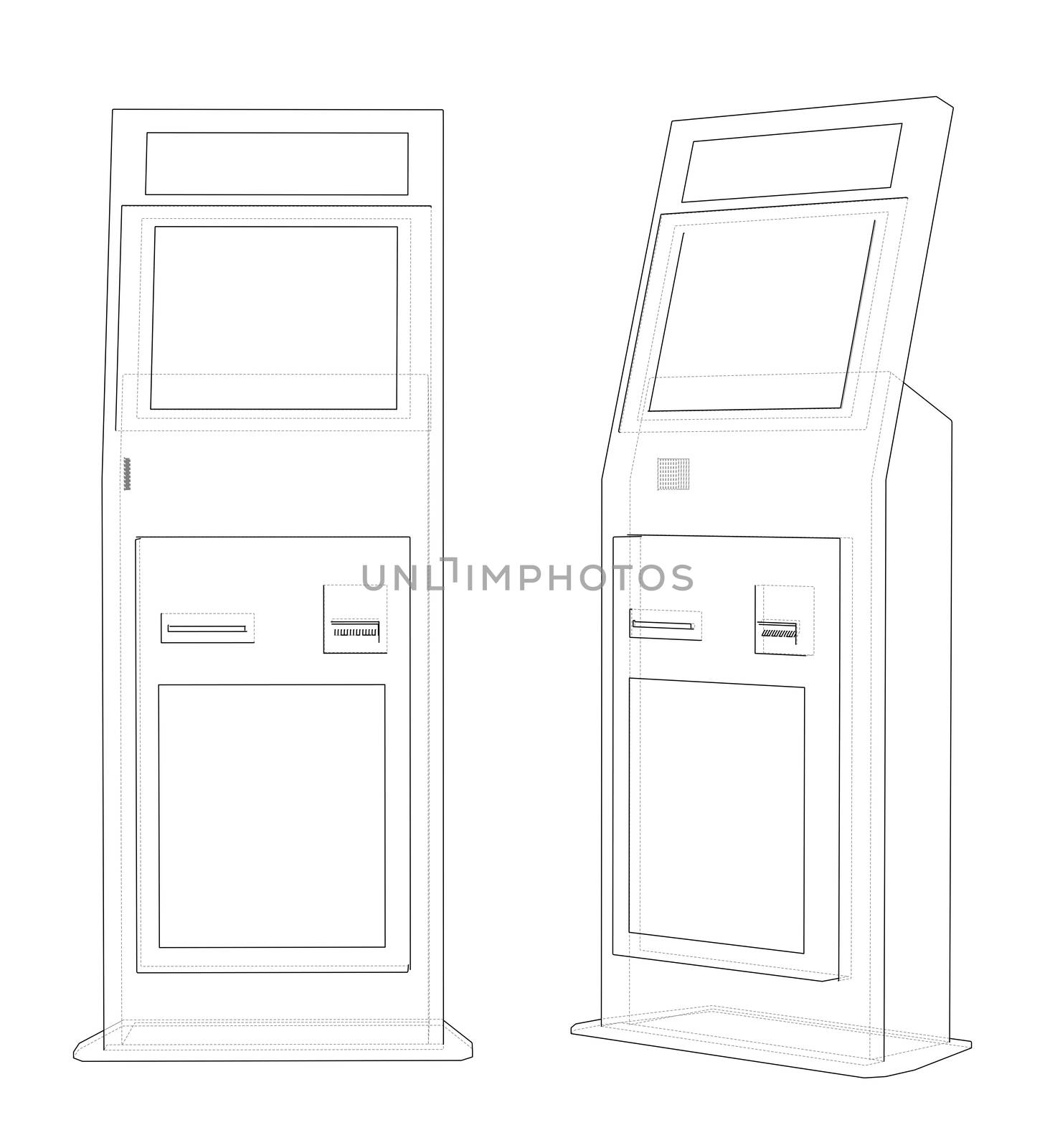 Display advertising sketch. 3d illustration. Wire-frame style