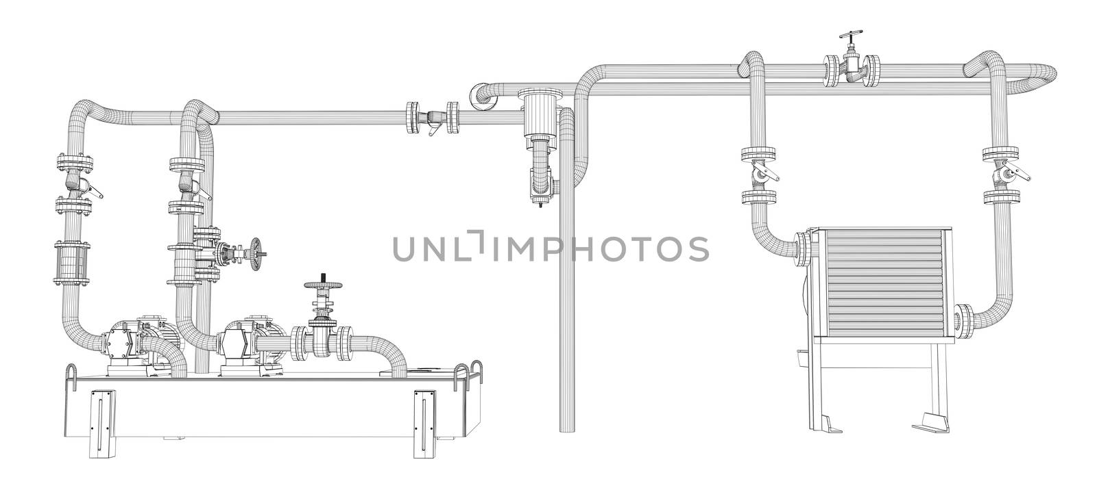 Wire-frame industrial equipment of oil pump by cherezoff