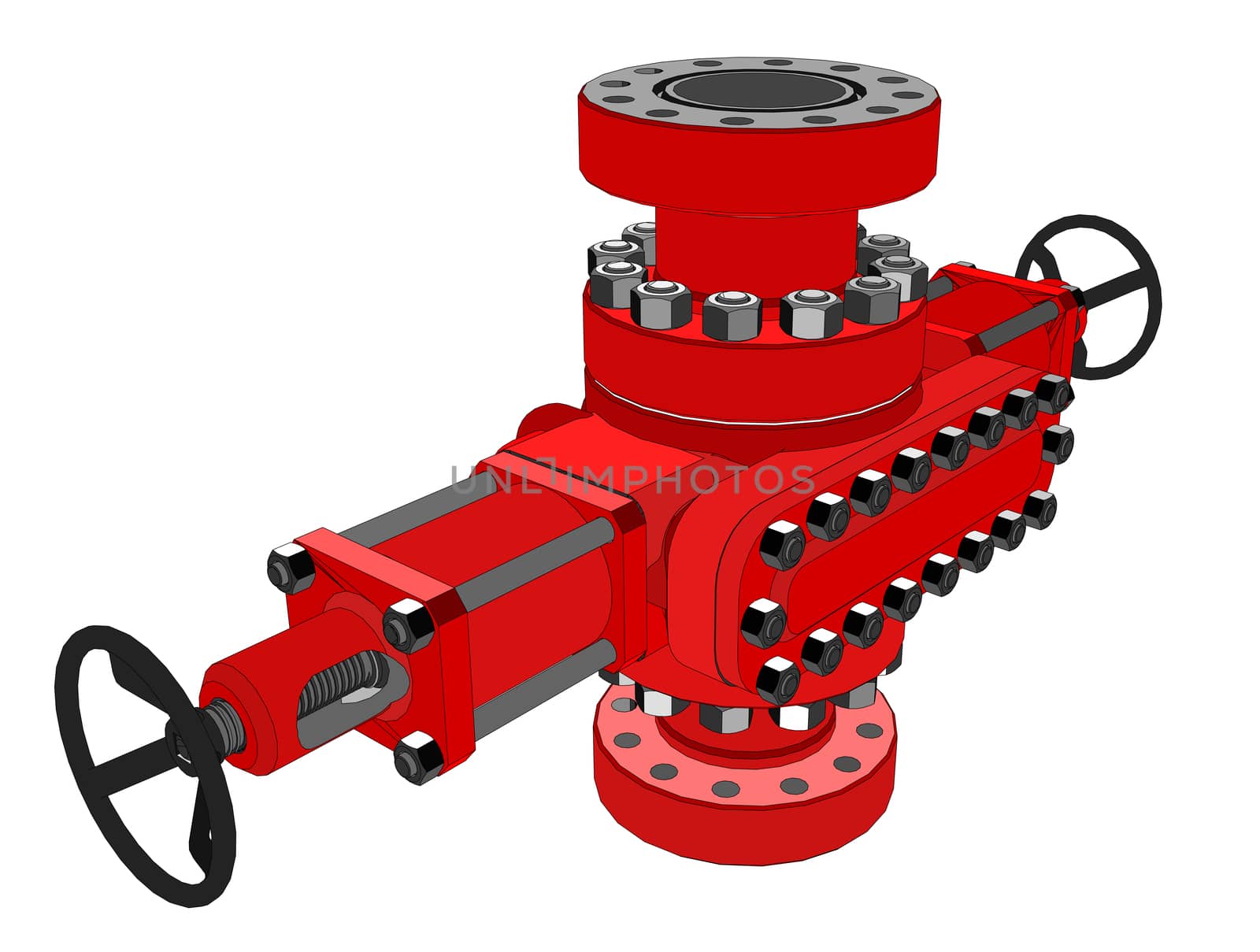 Blowout preventer. 3d illustration. Concept of the oil industry