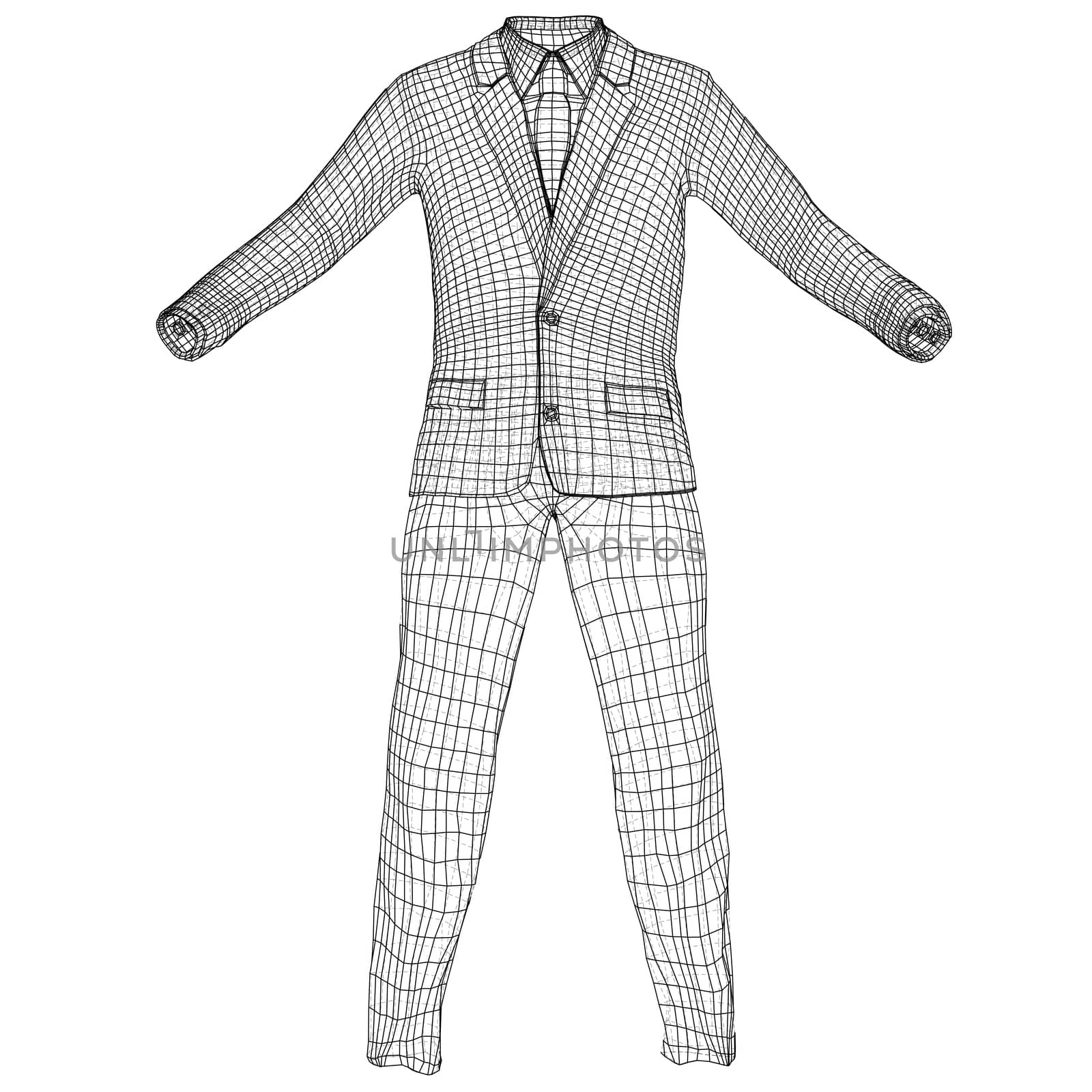 Mans suit in wire-frame style by cherezoff