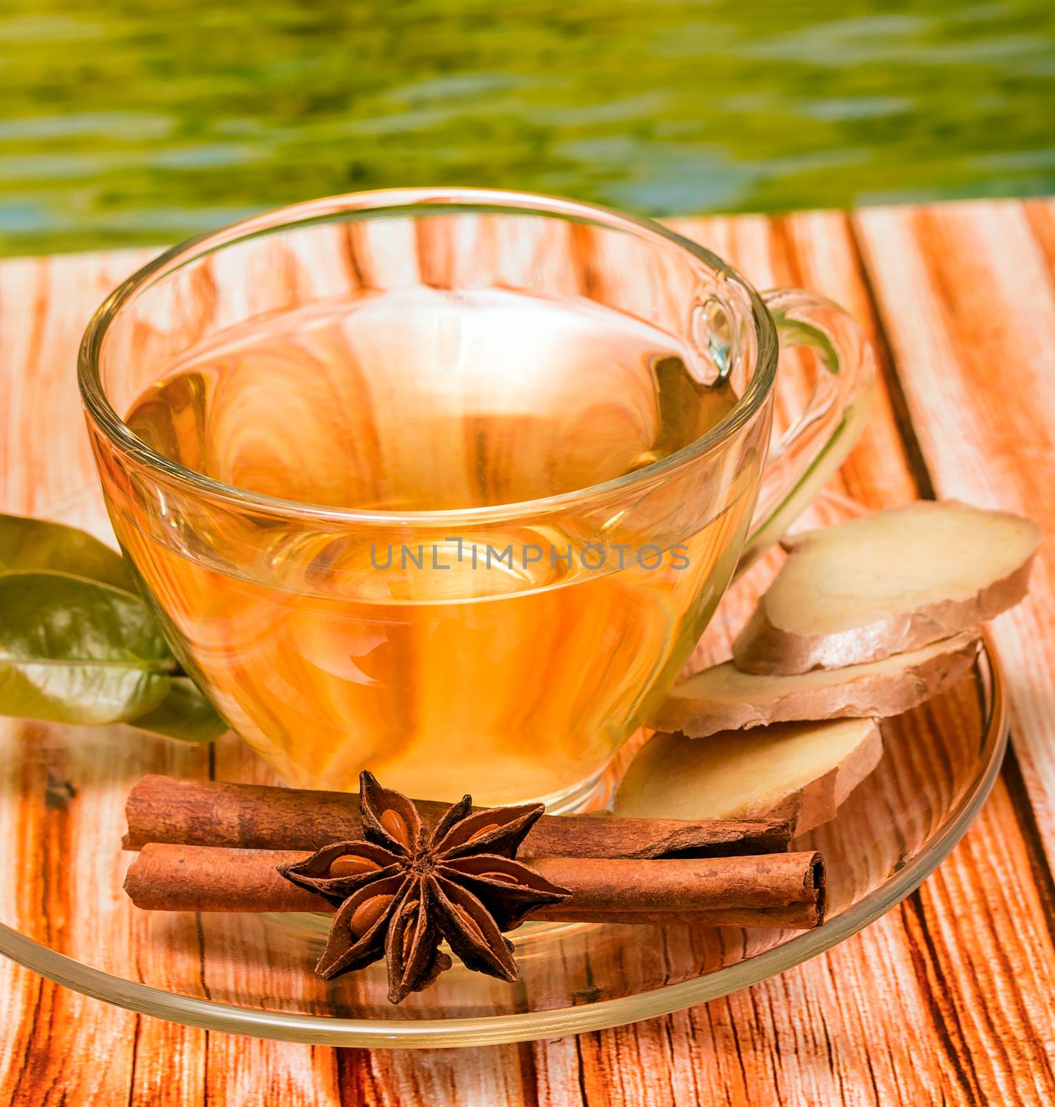 Spiced Ginger Tea Shows Refresh Beverage And Refreshes  by stuartmiles