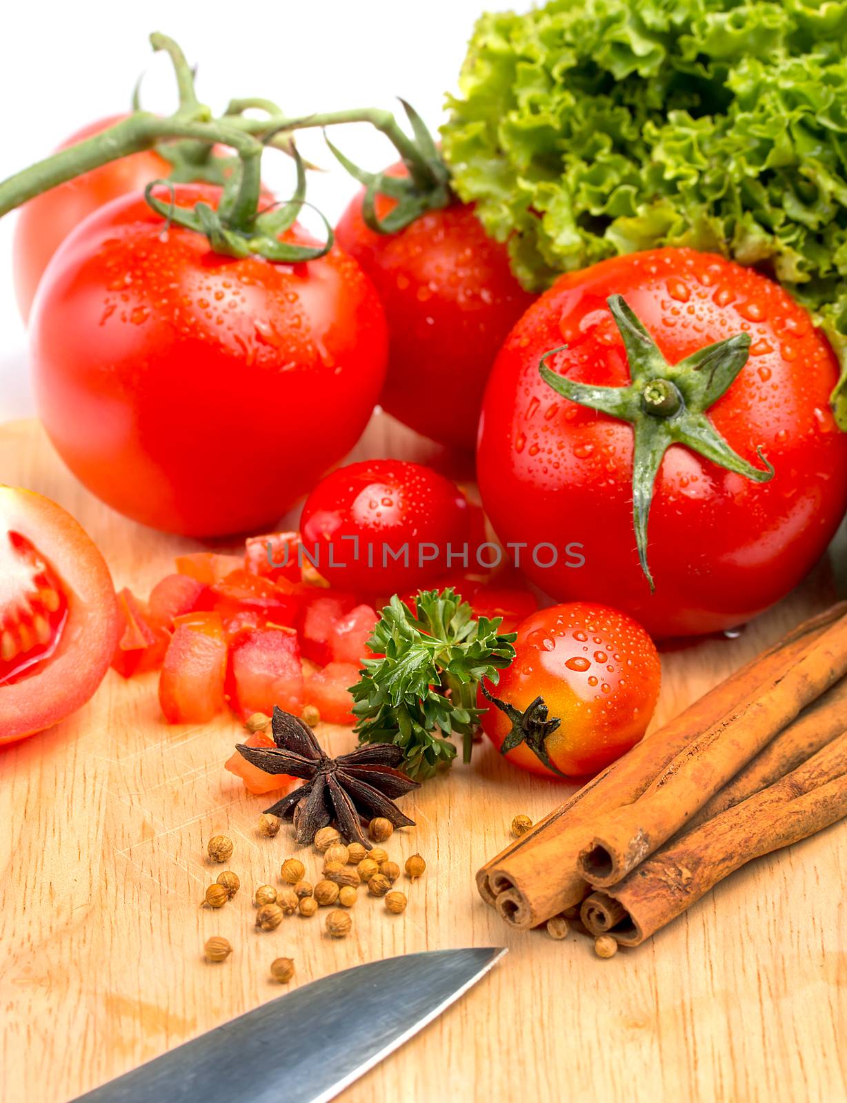 Spicy Tomatoes Showing Stick Cinnamon And Natural