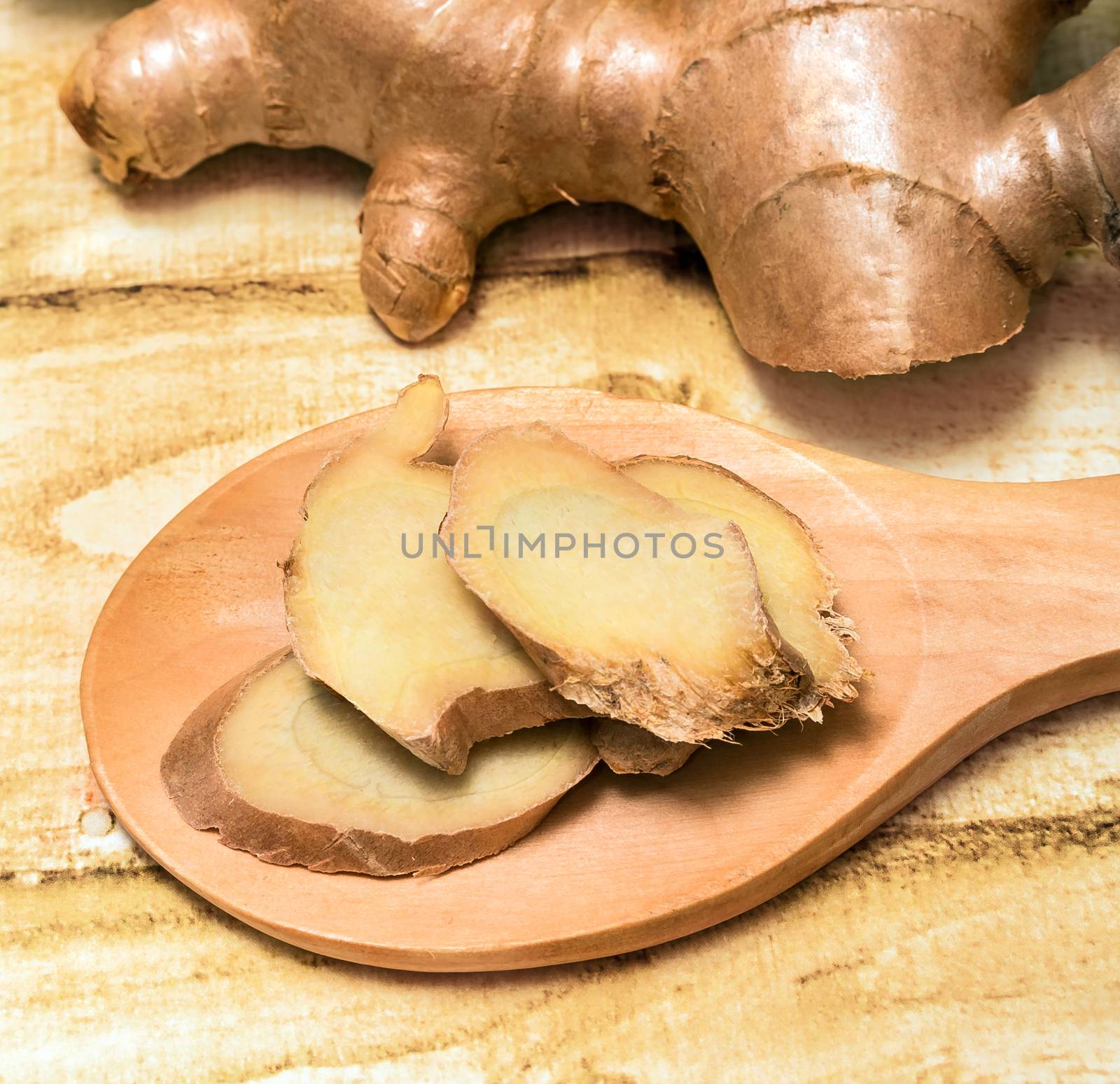 Sliced Ginger Root Represents Piece Spice And Ingredients  by stuartmiles