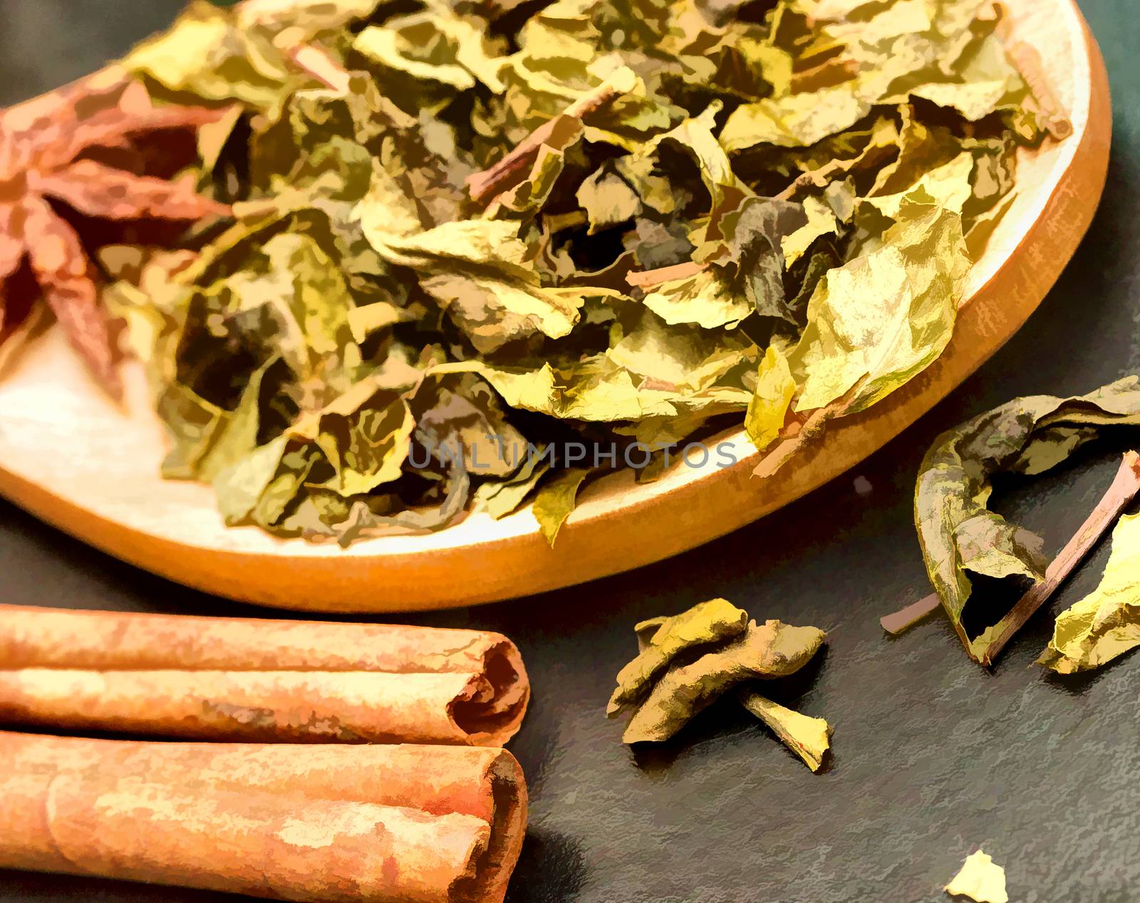 Green Tea Leaves Indicates Spice Refreshed And Refreshments  by stuartmiles