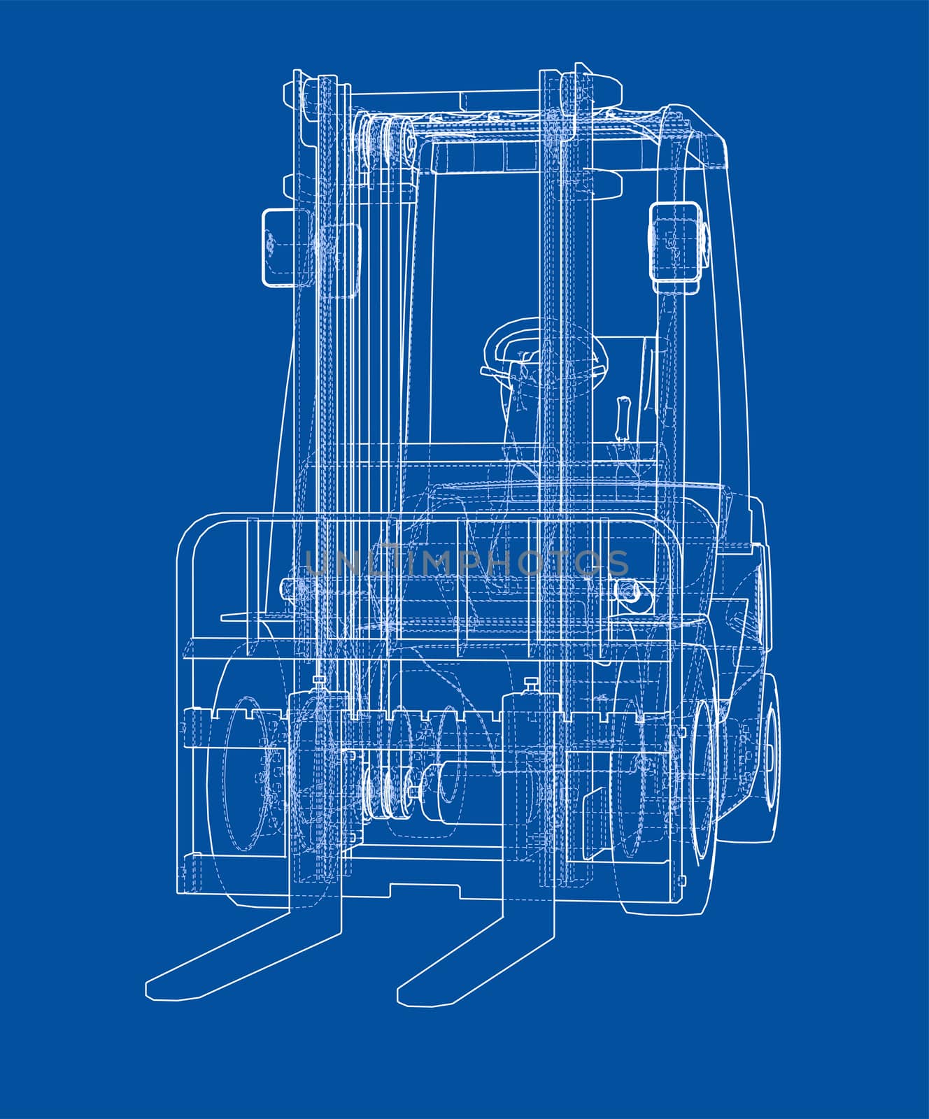 Forklift concept. 3d illustration by cherezoff