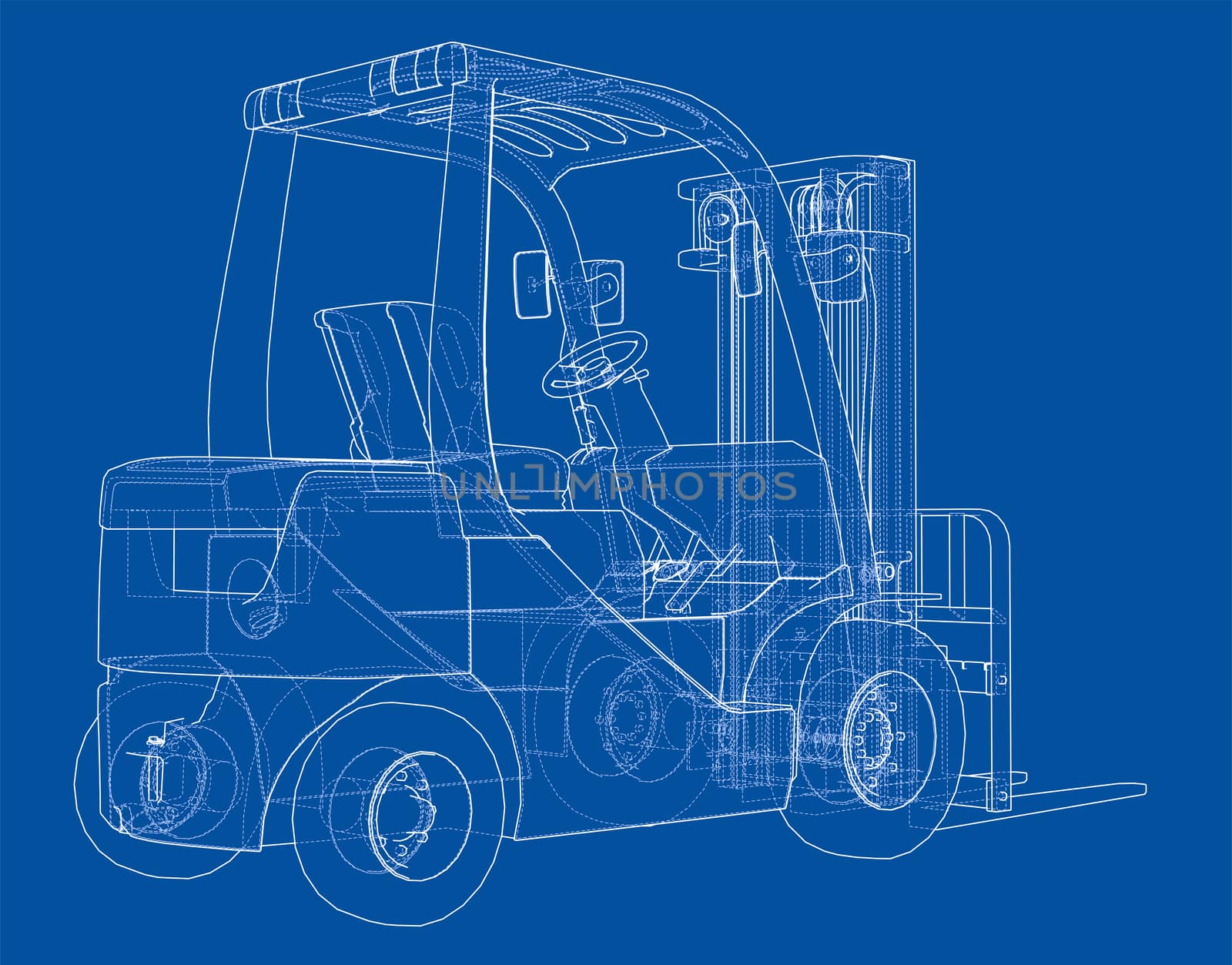Forklift concept. 3d illustration by cherezoff