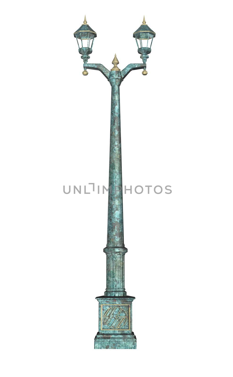 vintage streetlight isolated in white bakcground - 3D render