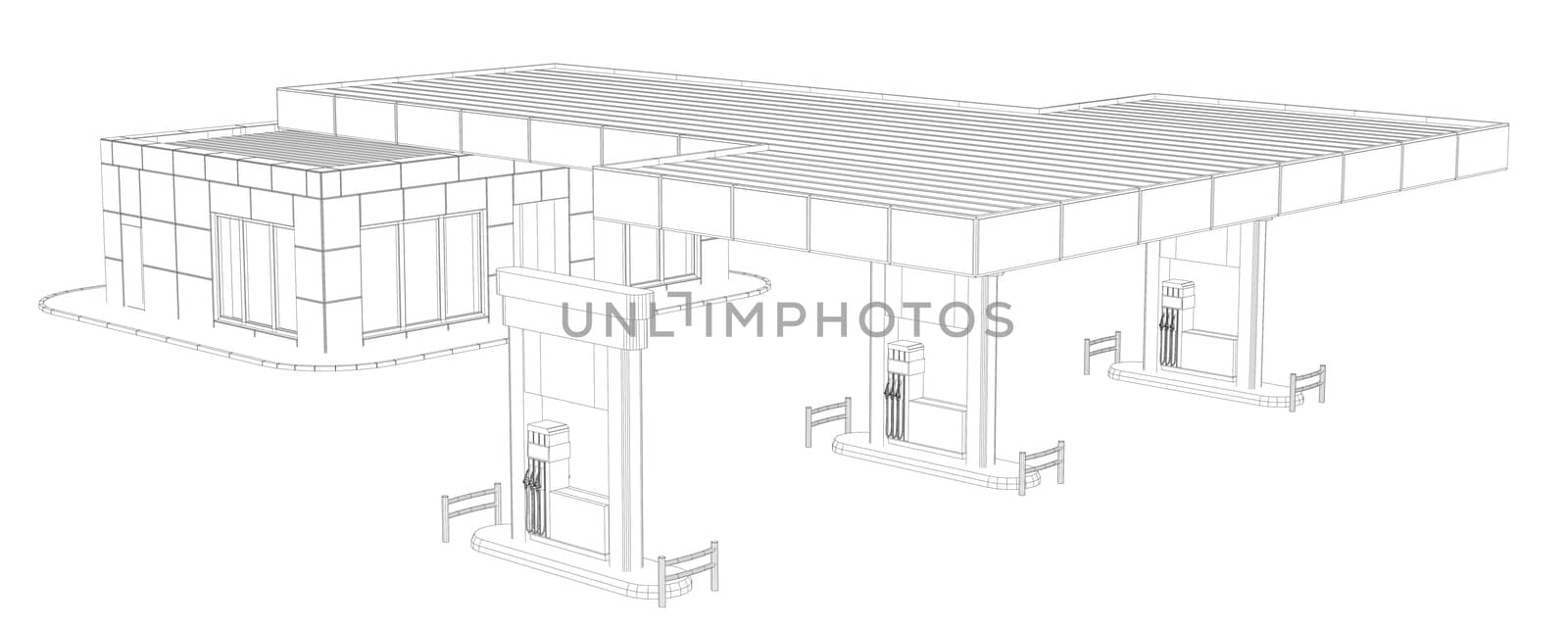 Gas Station. Wire frame by cherezoff