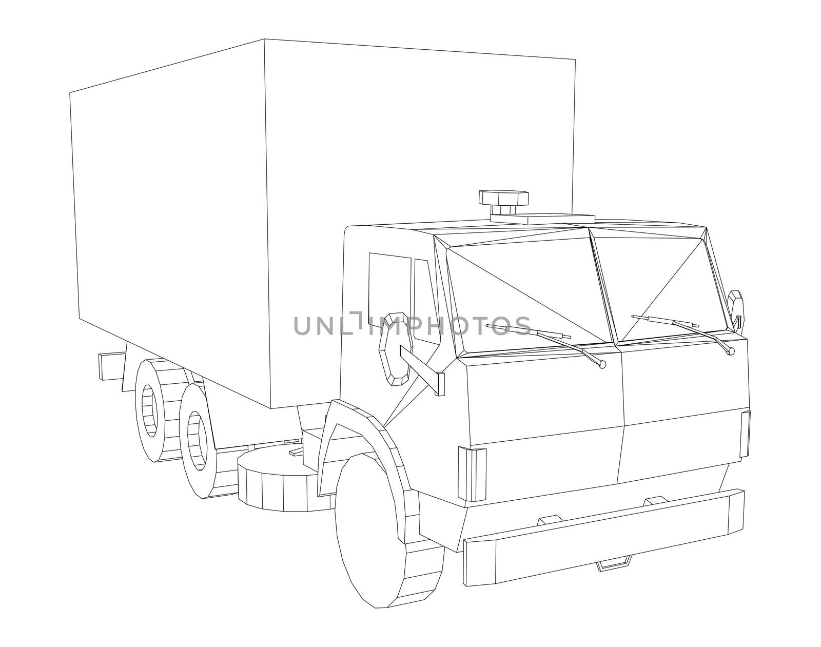 Truck with cargo container. Transportation concept by cherezoff