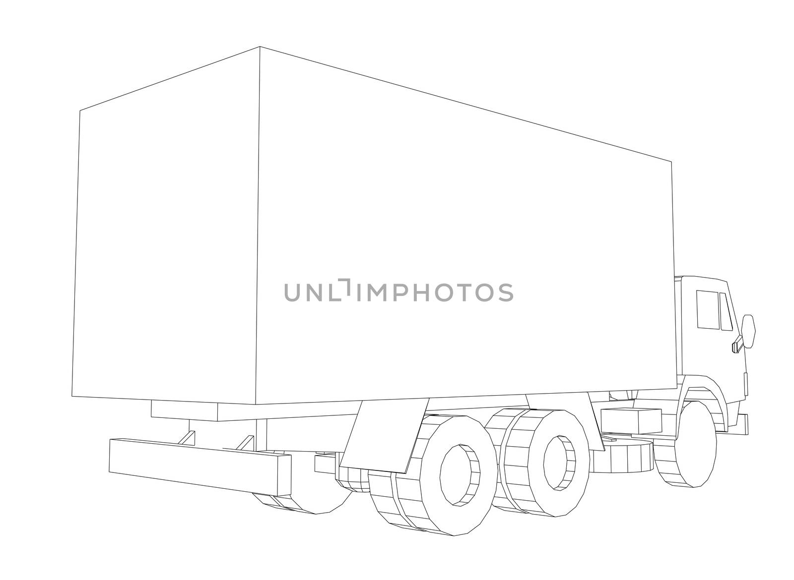 Truck with cargo container. Transportation concept by cherezoff
