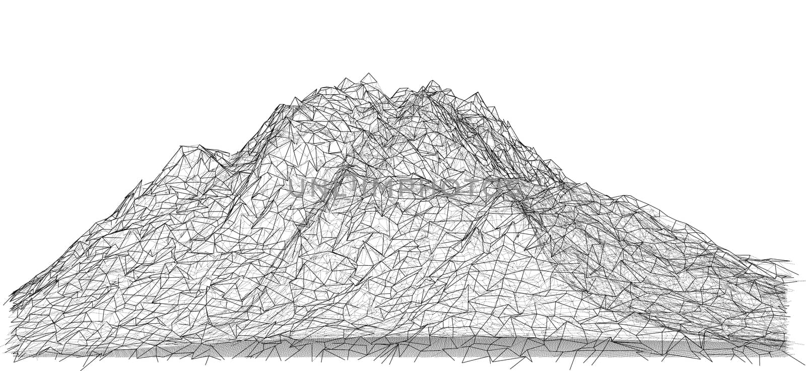 Wireframe polygonal landscape. 3d illustration by cherezoff