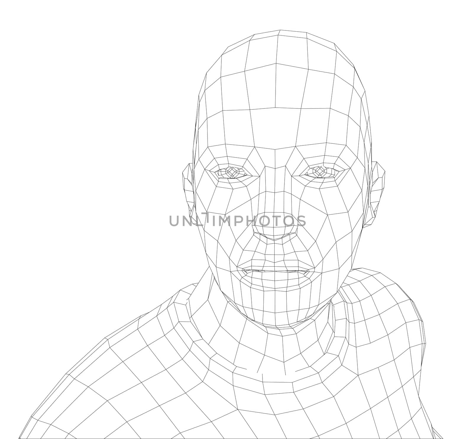 Wire frame mans head by cherezoff