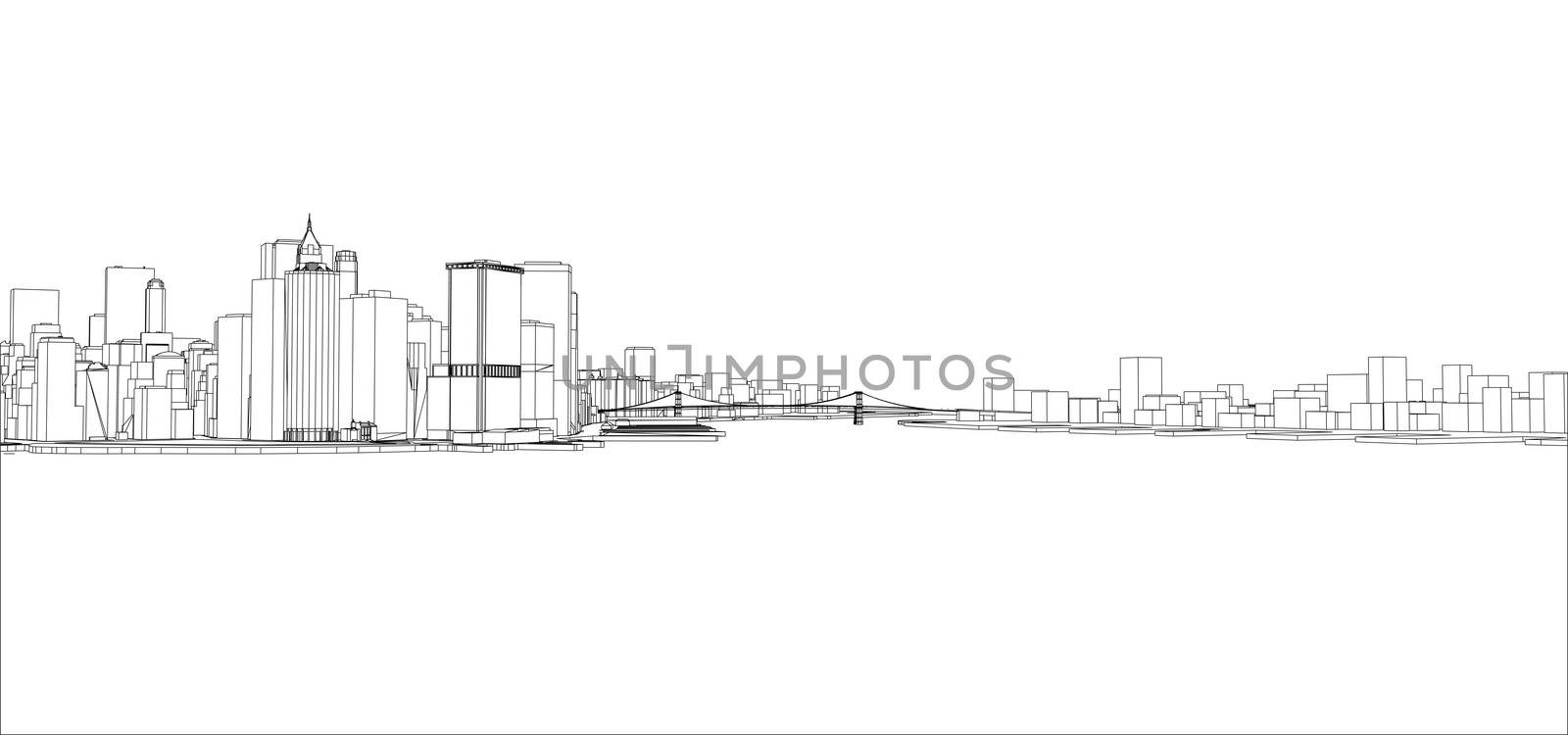 Wire-frame New York City, Blueprint Style by cherezoff