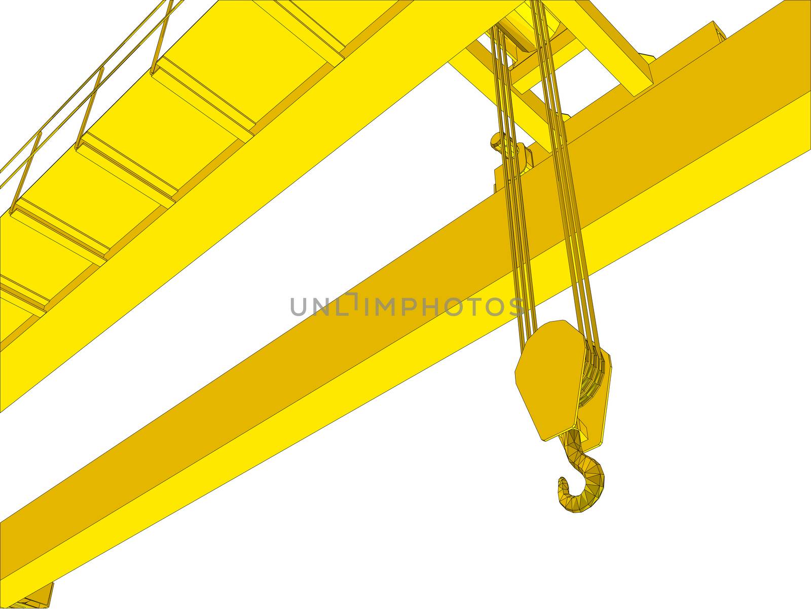 Factory overhead crane on white background. 3d illustration