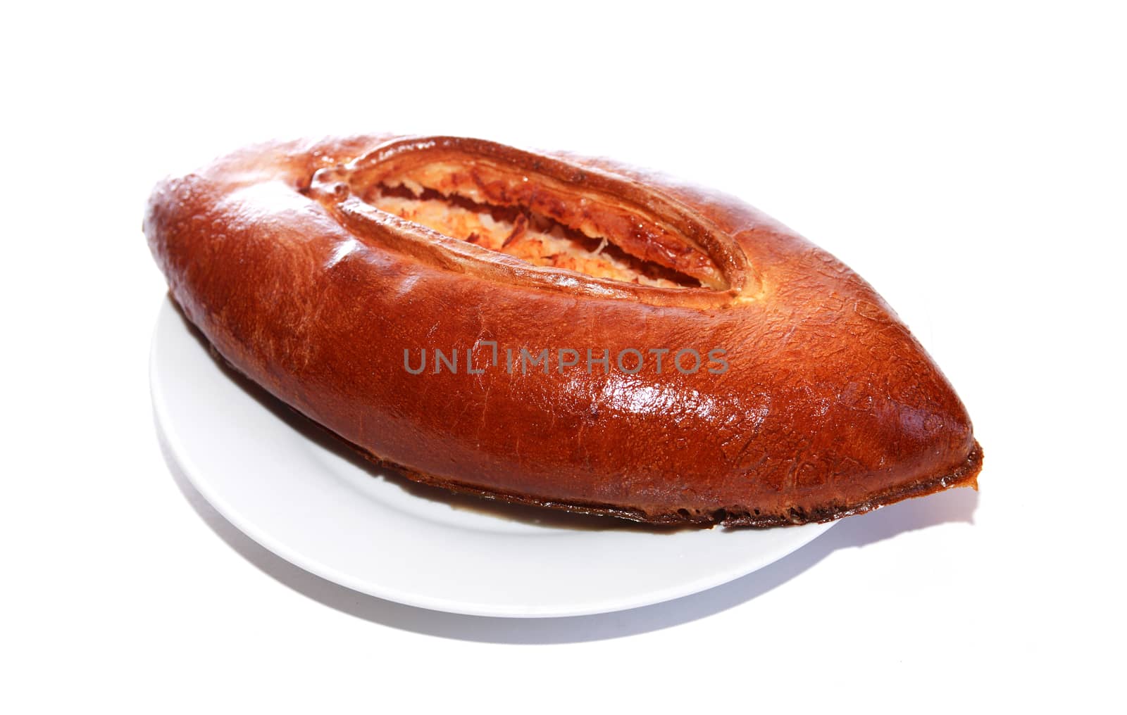 Freshness delicious meat pie isolated against white background