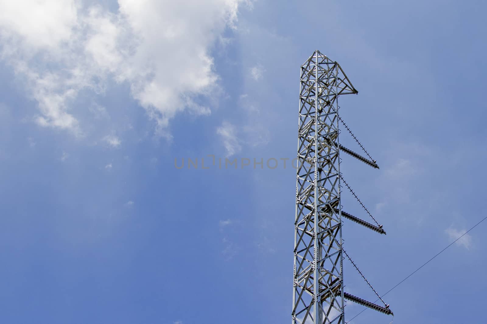 Steel power poles With blue sky