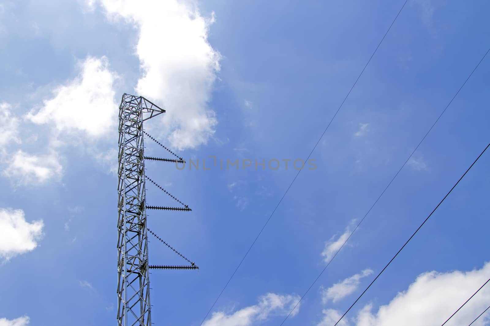 Steel power poles With blue sky