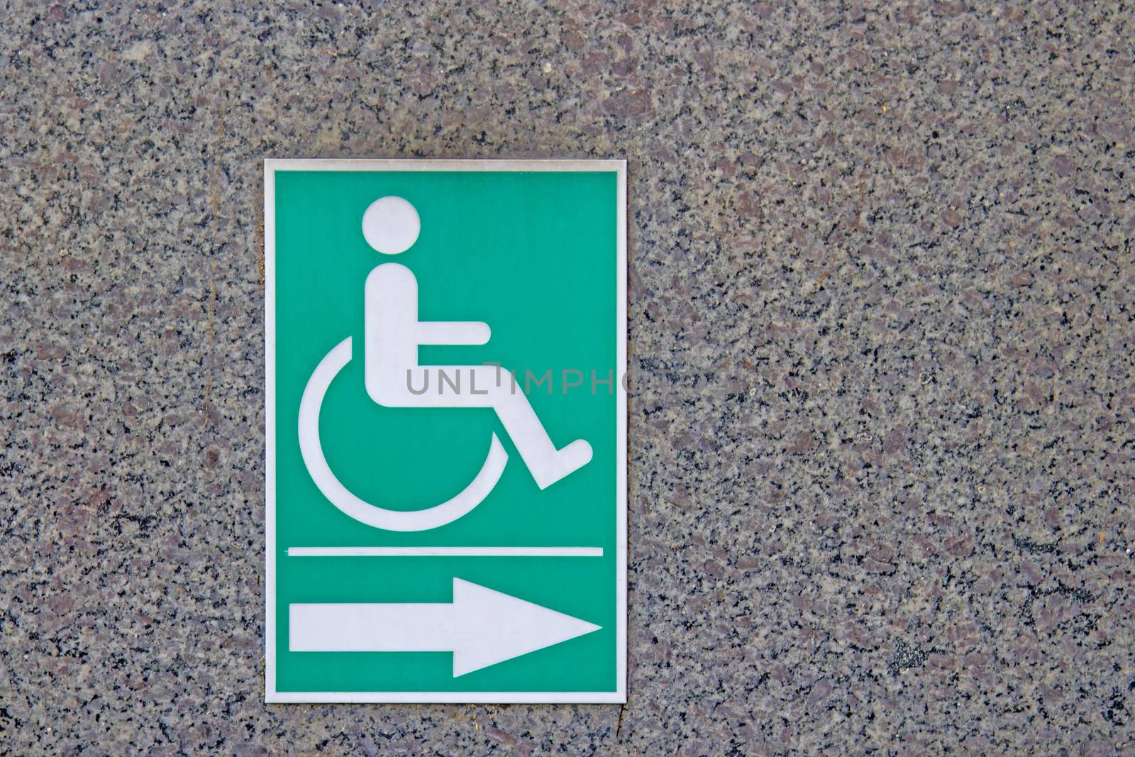 Disabled symbol On the green Stick to the marble walls.